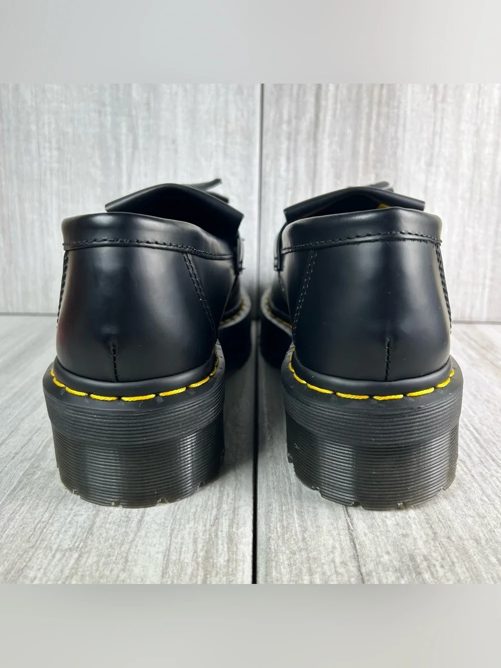 NEW Dr. Martens Docs Adrian Quad Black Leather Tassel Platform Loafer Men Size 9 - Picture 7 of 11